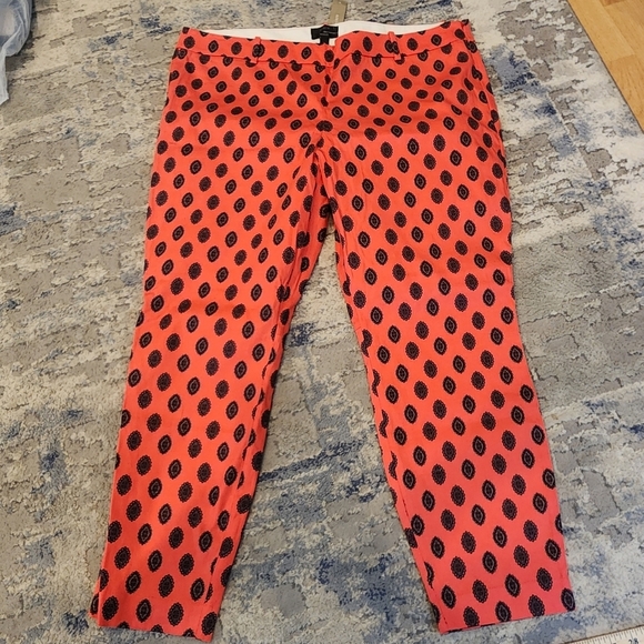 NWT J. Crew Minnie Coral Medallion Print Ankle Pants Women's plus size 16 - Picture 13 of 16